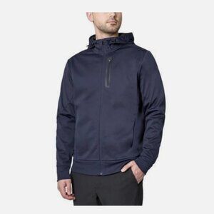 Mondetta Men's Full Zip Wind Water Resistant Hooded Light Jacket Navy Blue Sz L